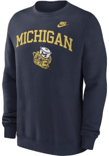 Nike Michigan Wolverines Mens Navy Blue Legacy Arch Long Sleeve Crew Sweatshirt