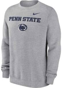 Nike Penn State Nittany Lions Mens Grey Primary Stack Long Sleeve Crew Sweatshirt