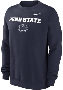 Nike Penn State Nittany Lions Mens Navy Blue Primary Stack Long Sleeve Crew Sweatshirt