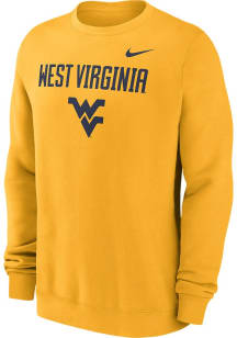 Nike West Virginia Mountaineers Mens Gold Primary Stack Long Sleeve Crew Sweatshirt