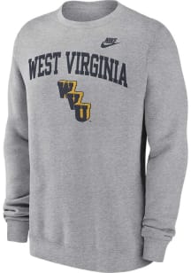 Nike West Virginia Mountaineers Mens Grey Legacy Arch Long Sleeve Crew Sweatshirt