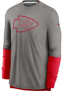 Nike Kansas City Chiefs Grey Sideline Team Logo Player Long Sleeve T-Shirt