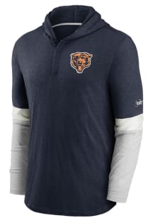Nike Chicago Bears Mens Navy Blue Mascot Historic Henley Fashion Hood