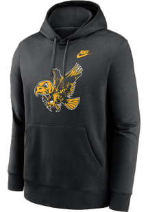 Mens Iowa Hawkeyes Black Nike Legacy Club Hooded Sweatshirt