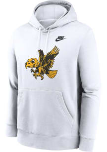 Mens Iowa Hawkeyes White Nike Legacy Club Hooded Sweatshirt