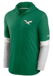 Nike Philadelphia Eagles Mens Kelly Green Mascot Historic Henley Fashion Hood