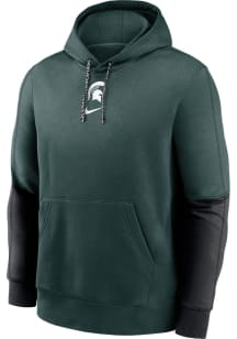 Mens Michigan State Spartans Green Nike Team Issue Club Hooded Sweatshirt