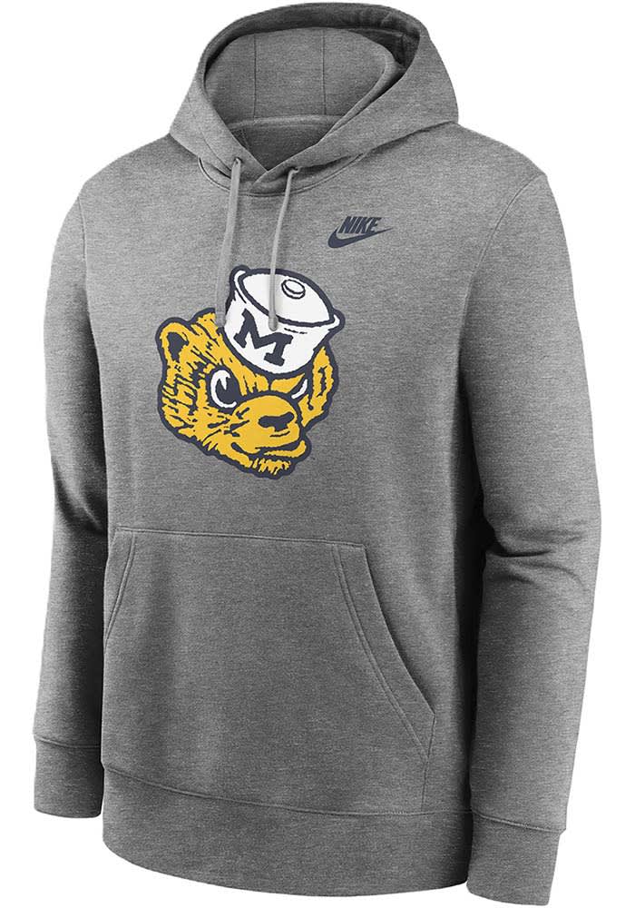 Nike Mens Dark Grey Heather Michigan Wolverines Legacy Club Hoodie