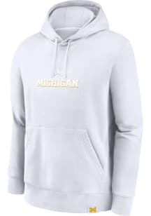 Mens Michigan Wolverines White Nike Jordan French Terry Club Hooded Sweatshirt