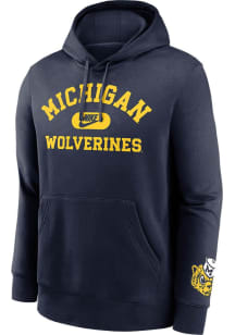 Mens Michigan Wolverines Navy Blue Nike Legacy Club Two Hooded Sweatshirt