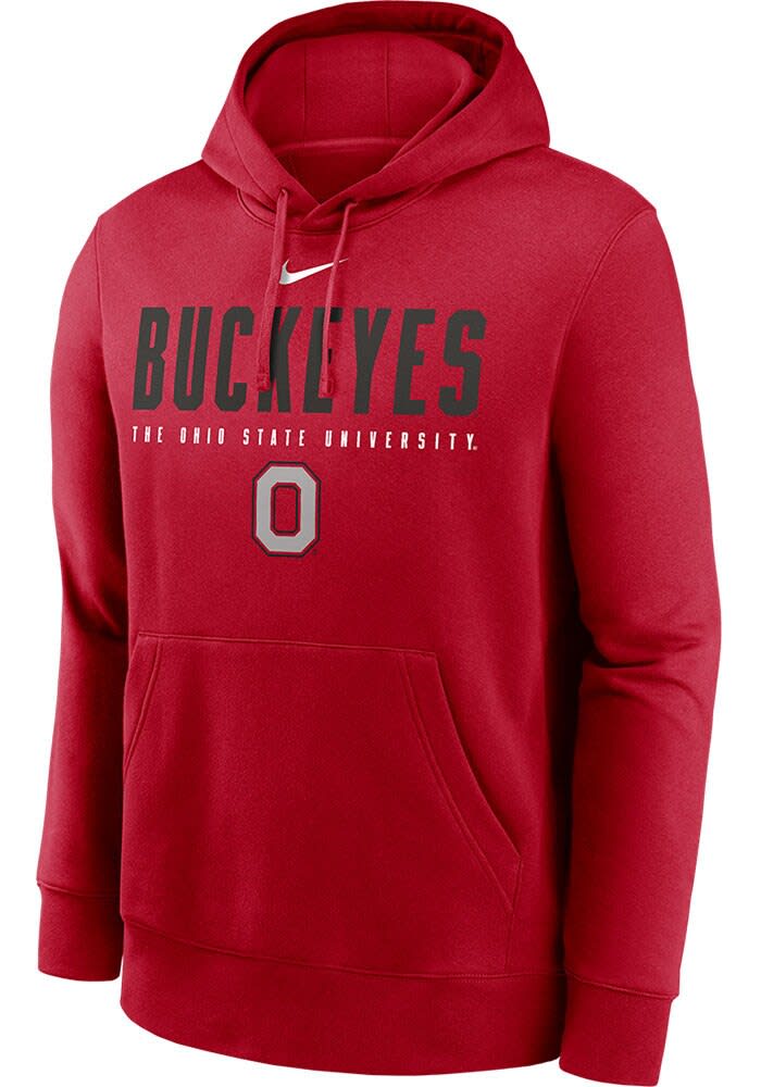 Nike Ohio State Buckeyes Mens Red Dynamic Mascot Long Sleeve Hoodie