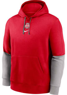 Mens Ohio State Buckeyes Red Nike Team Issue Club Hooded Sweatshirt