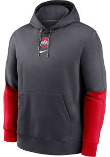 Nike Ohio State Buckeyes Mens Grey Team Issue Club Long Sleeve Hoodie