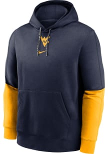 Nike West Virginia Mountaineers Mens Navy Blue Team Issue Club Long Sleeve Hoodie