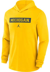 Mens Michigan Wolverines Yellow Nike Sideline Jordan Long Sleeve Hoodie