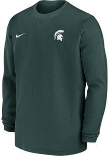 Mens Michigan State Spartans Green Nike Sideline Coach Long Sleeve T-Shirt