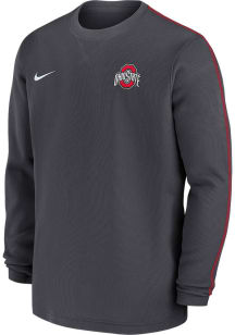 Mens Ohio State Buckeyes Grey Nike Sideline Coach Long Sleeve T-Shirt