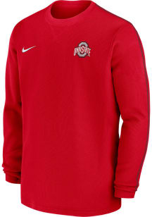 Mens Ohio State Buckeyes Red Nike Sideline Coach Design Long Sleeve T-Shirt