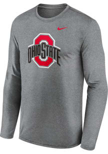 Mens Ohio State Buckeyes Grey Nike Legend Primary Logo Long Sleeve T-Shirt