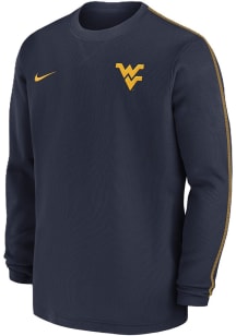 Nike West Virginia Mountaineers Navy Blue Sideline Coach Long Sleeve T-Shirt