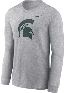 Nike Michigan State Spartans Grey Primary Logo Long Sleeve T Shirt