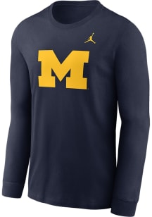 Nike Michigan Wolverines Navy Blue Jordan Primary Logo Long Sleeve T Shirt