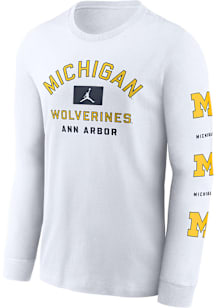 Nike Michigan Wolverines White Jordan Two Hit Long Sleeve T Shirt