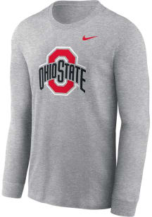 Mens Ohio State Buckeyes Grey Nike Primary Logo Tee