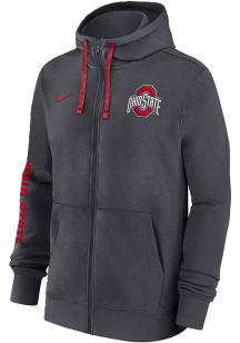 Mens Ohio State Buckeyes Grey Nike Team Issue Club Long Sleeve Full Zip Jacket