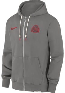 Mens Ohio State Buckeyes Grey Nike Sideline Player Long Sleeve Full Zip Jacket