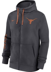 Nike Texas Longhorns Mens Grey Team Issue Club Long Sleeve Full Zip Jacket