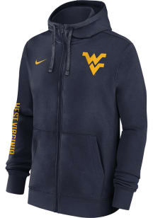 Nike West Virginia Mountaineers Mens Navy Blue Team Issue Club Long Sleeve Full Zip Jacket