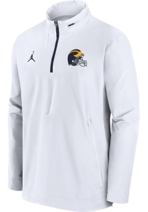 Mens Michigan Wolverines White Nike Jordan Sideline Coach Light Weight Jacket