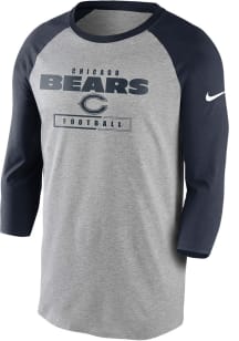 Nike Chicago Bears Grey Wordmark Football Raglan Long Sleeve Fashion T Shirt