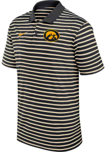 Nike Iowa Hawkeyes Mens Black Stripe Short Sleeve Polo