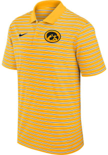 Mens Iowa Hawkeyes Gold Nike Stripe Short Sleeve Polo Shirt