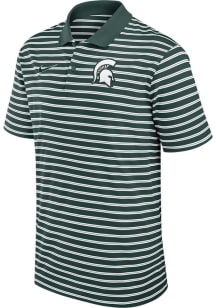 Mens Michigan State Spartans Green Nike Stripe Short Sleeve Polo Shirt