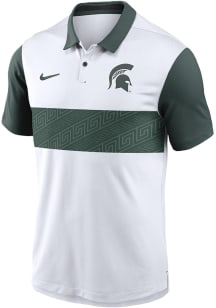 Mens Michigan State Spartans White Nike Vapor Short Sleeve Polo Shirt