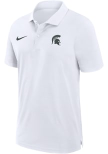 Mens Michigan State Spartans White Nike Sideline Woven Short Sleeve Polo Shirt