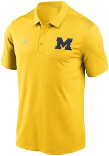 Mens Michigan Wolverines Yellow Nike Franchise Jordan Short Sleeve Polo Shirt