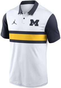 Mens Michigan Wolverines White Nike Jordan Vapor Short Sleeve Polo Shirt