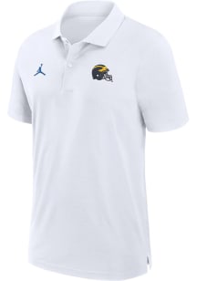 Mens Michigan Wolverines White Nike Sideline Woven Jordan Short Sleeve Polo Shirt