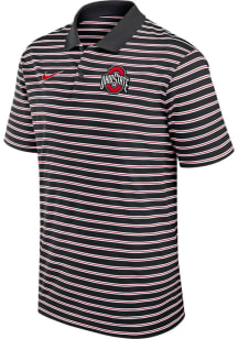 Mens Ohio State Buckeyes Black Nike Stripe Short Sleeve Polo Shirt