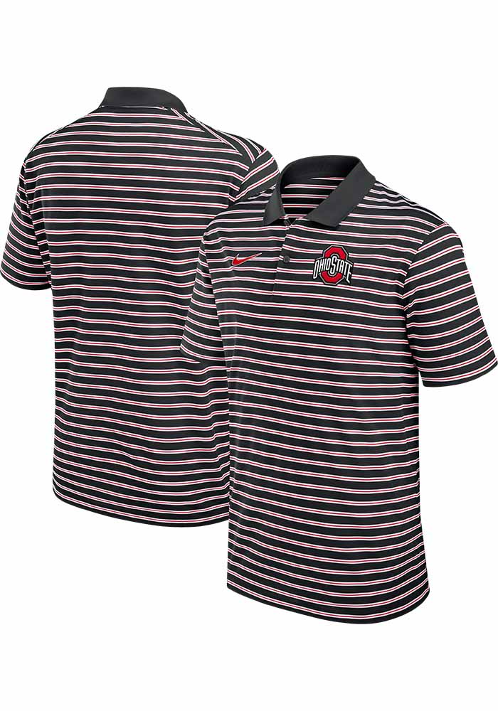 Nike Ohio State Buckeyes Mens Stripe Short Sleeve Polo