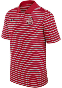 Mens Ohio State Buckeyes Red Nike Stripe Short Sleeve Polo Shirt