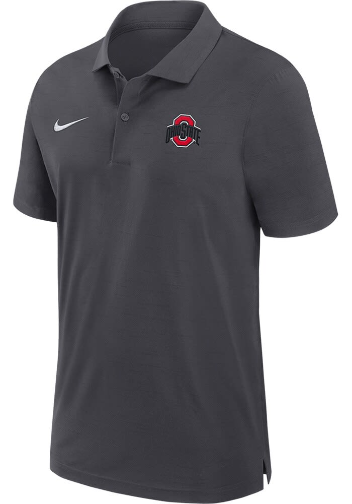 Nike Ohio State Buckeyes Mens Grey Sideline Woven Short Sleeve Polo