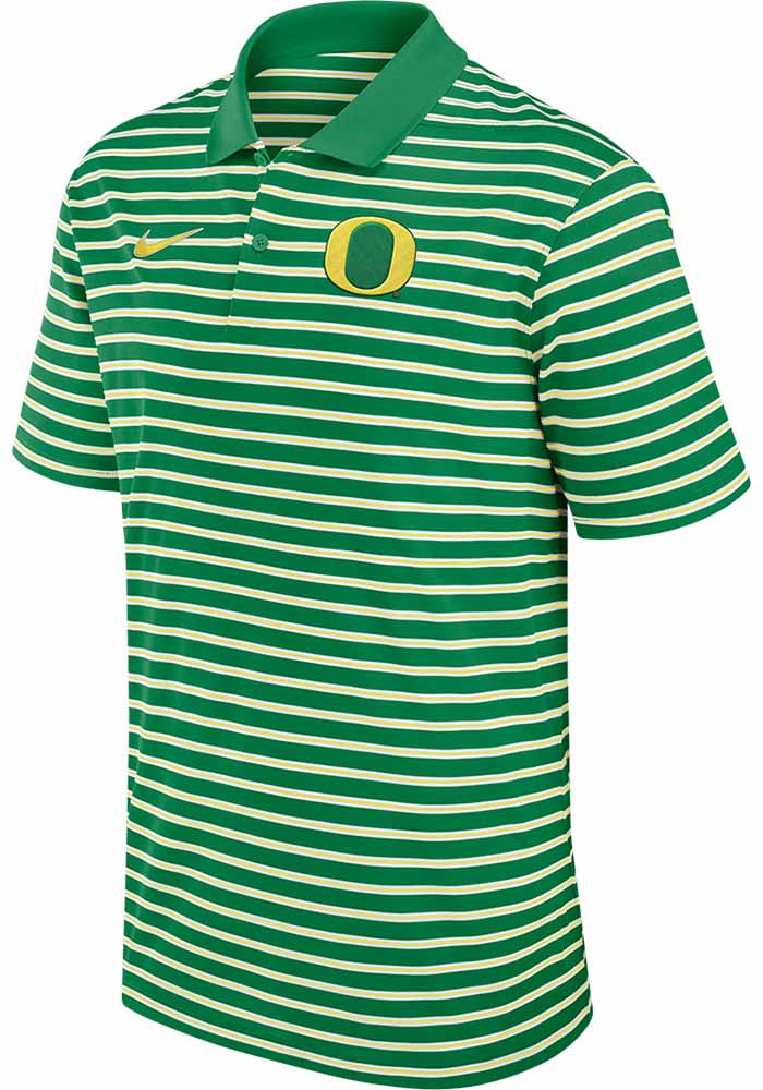 Nike Mens GREEN Oregon Ducks Stripe Short Sleeve Polo Shirt