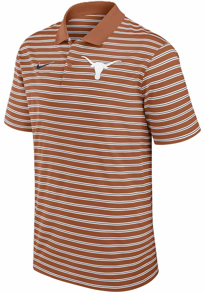 Nike Texas Longhorns Mens Stripe BURNTORANGE Short Sleeve Polo