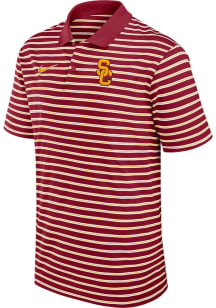 Mens USC Trojans Crimson Nike Stripe Short Sleeve Polo Shirt