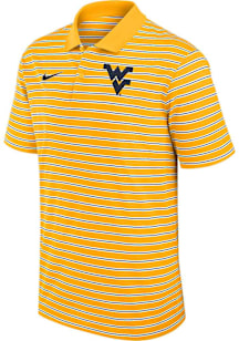 Nike West Virginia Mountaineers Mens Gold Stripe Short Sleeve Polo